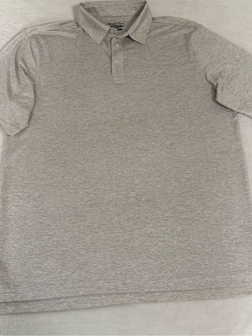 Straight Down Performance Polo Mens Large Gray Heather Golf Shirt Stretch